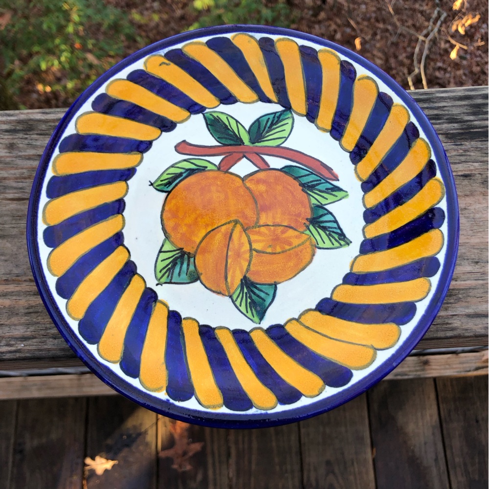 Talavera Style Lead Free Signed  8" Plate Made in Mexico